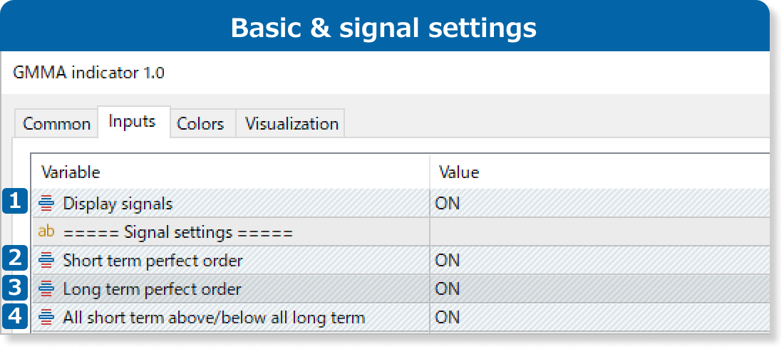 Basic & signal settings