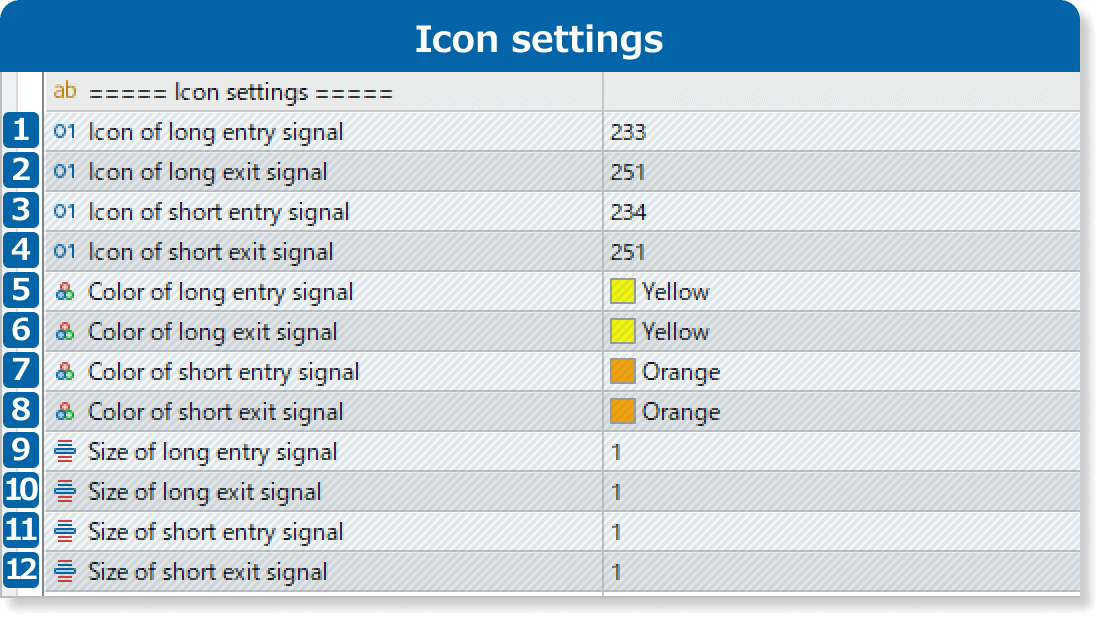 Icon settings