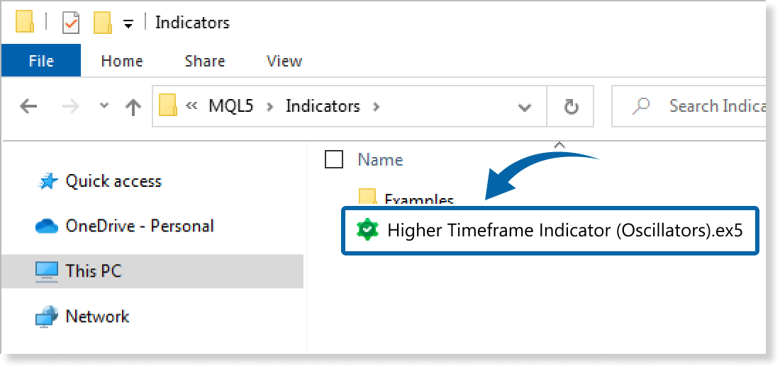 save the indicator