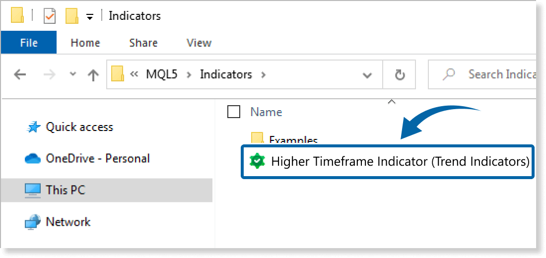 save the indicator