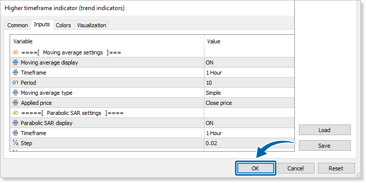 customize the settings on the Inputs tab