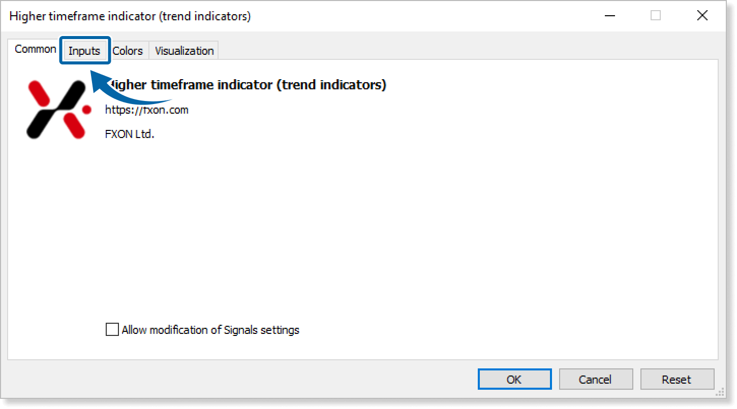 open the Inputs tab