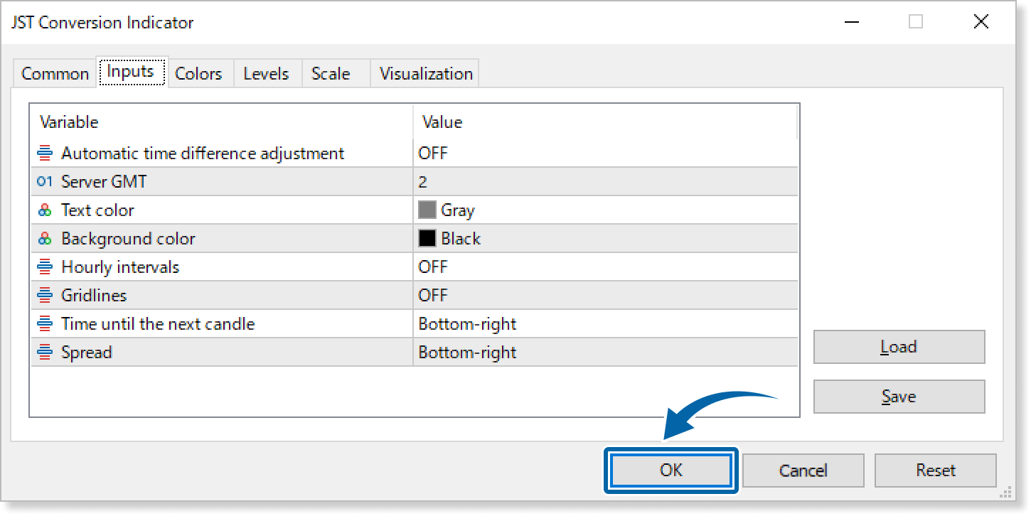 Inputs tab