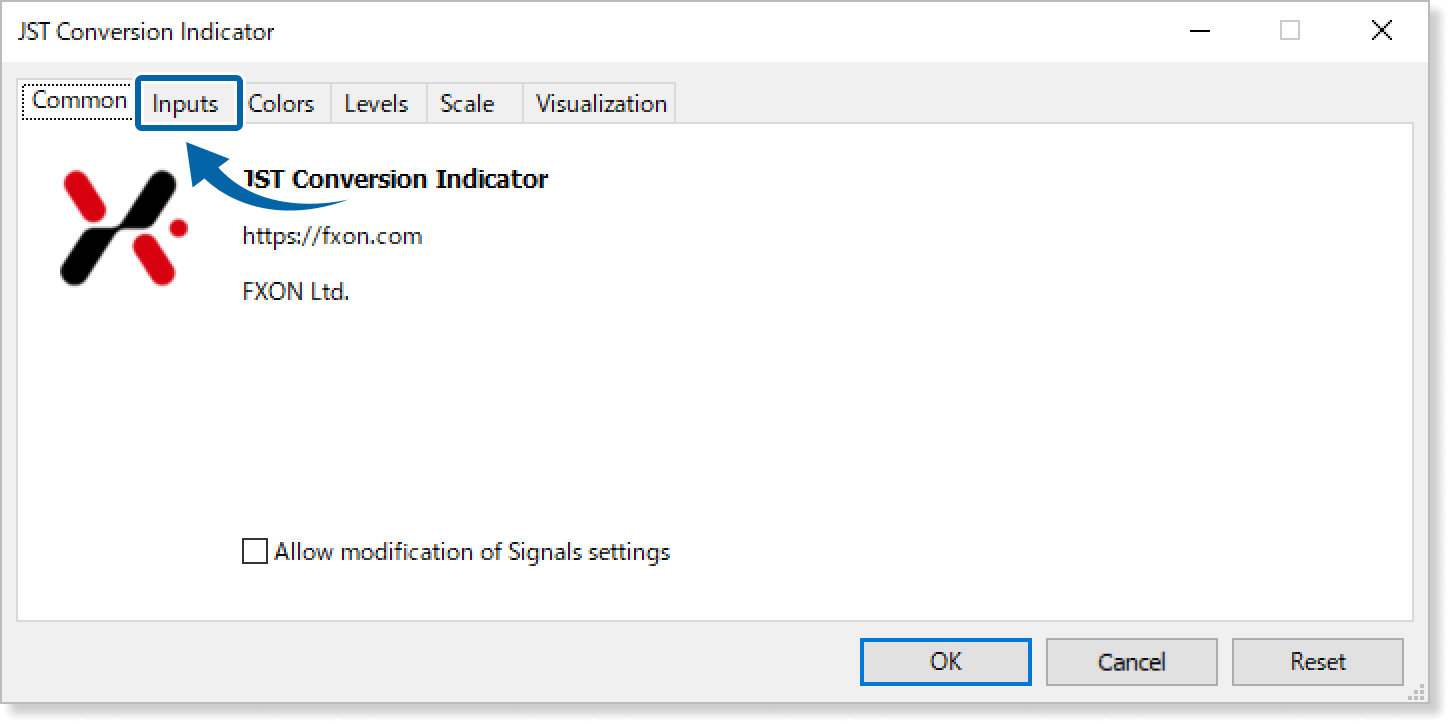 open the Inputs tab