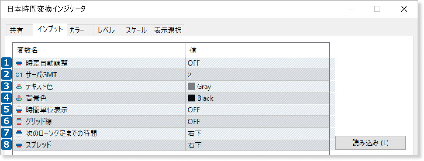 インプットの設定