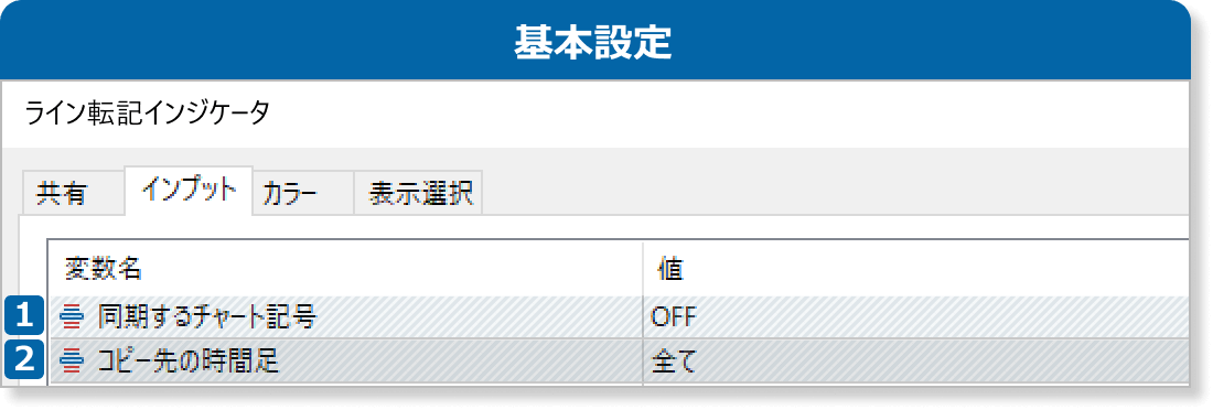 インプットの基本設定