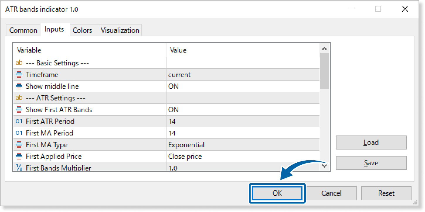 Customize the settings on the Inputs tab