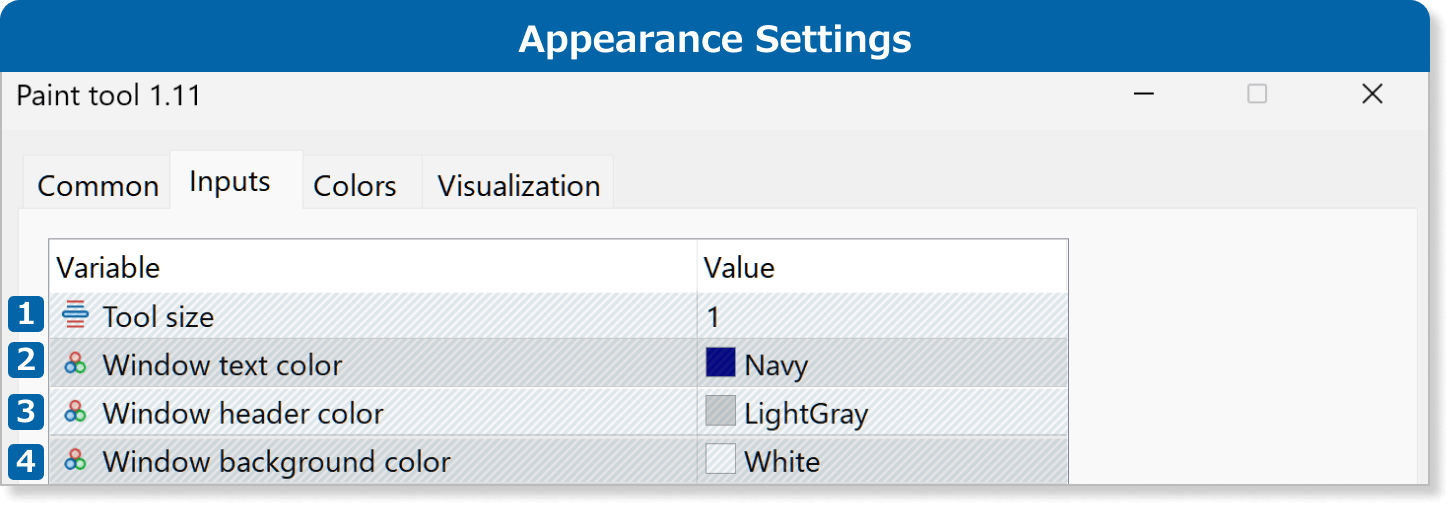 Appearance settings