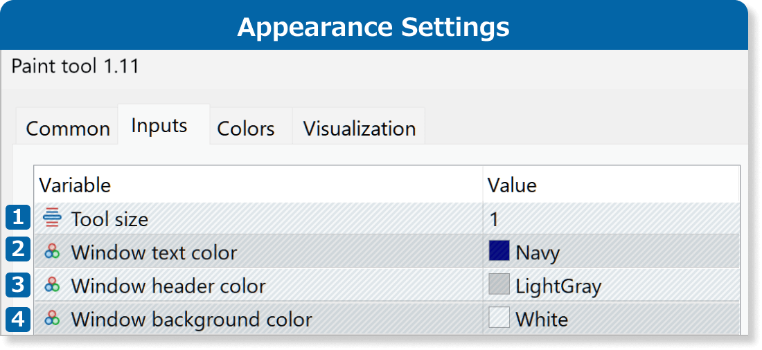 Appearance settings