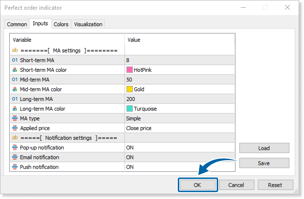 customize the settings on the Inputs tab