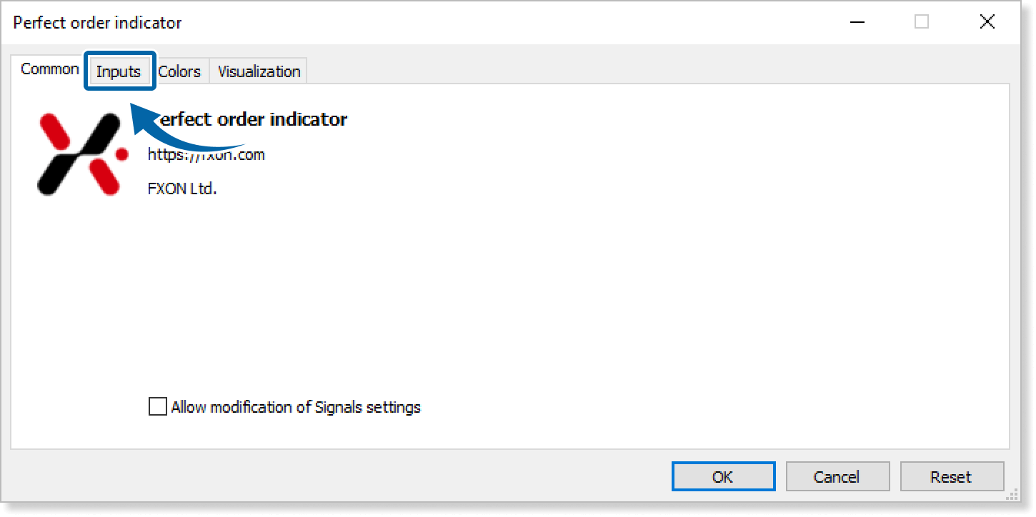 open the Inputs tab