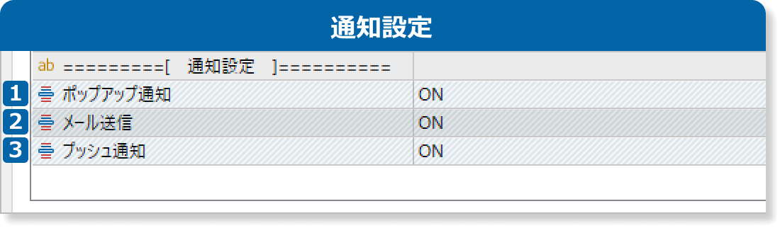 インプットの通知設定