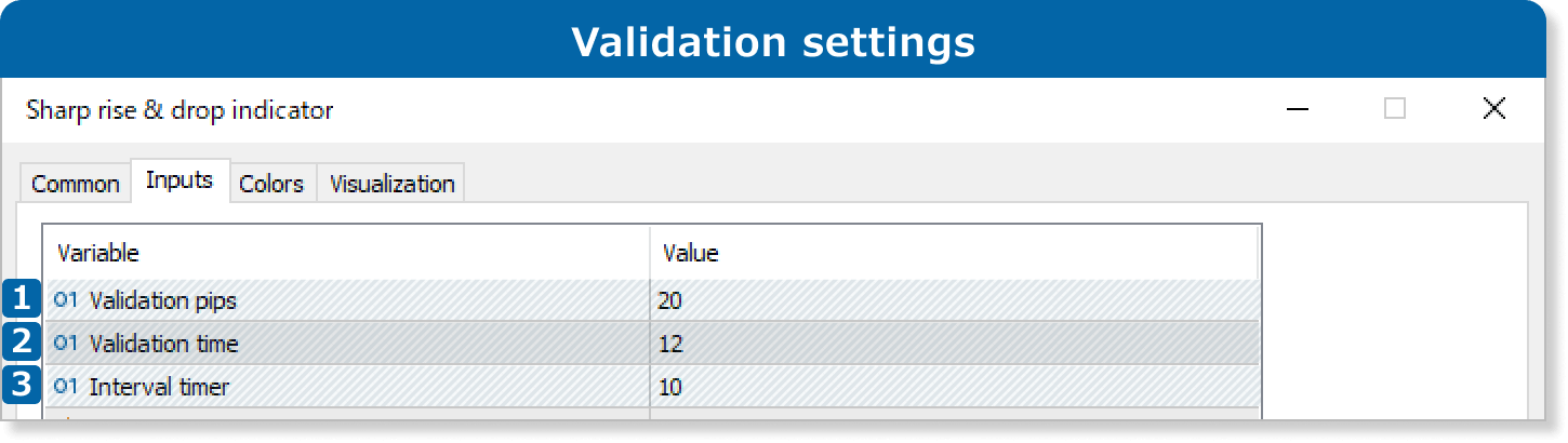 Validation settings