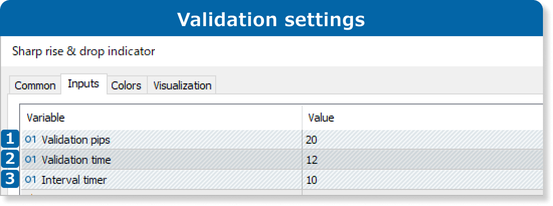 Validation settings