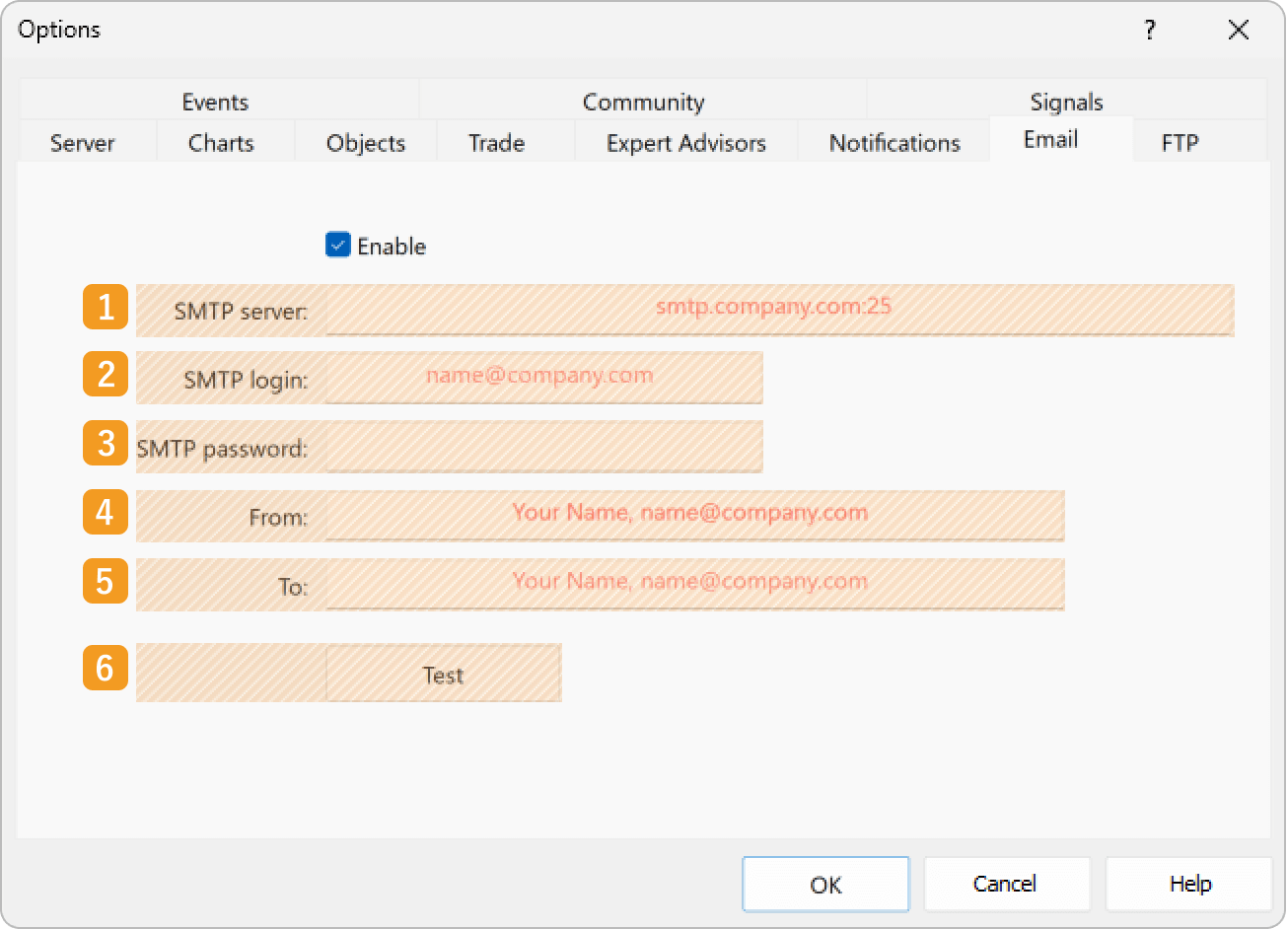 Email settings