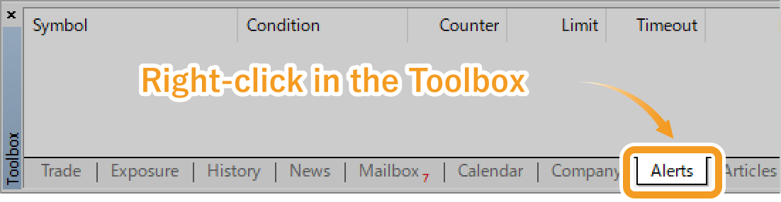 Right-click in the Toolbox