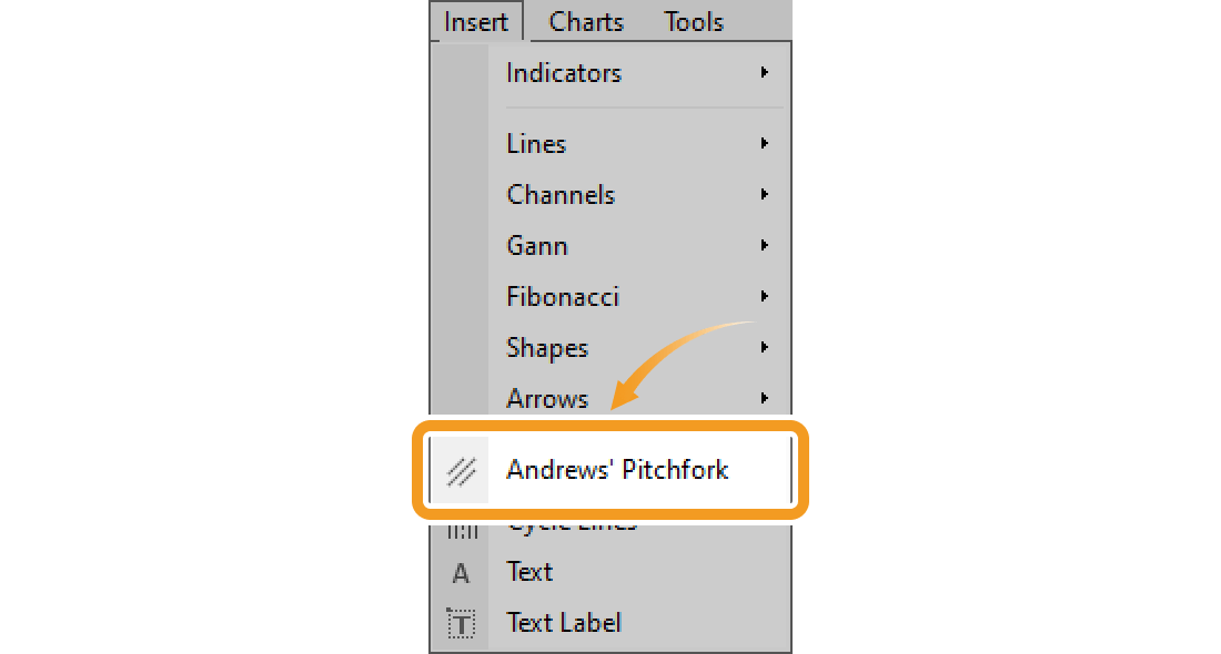 Select Andrews Pitchfork from the menu