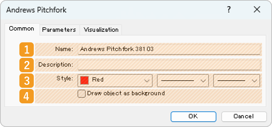 Common tab of the Andrews' Pitchfork