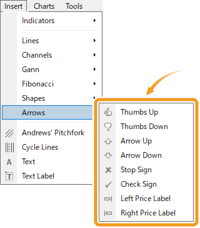 Select an object from the menu