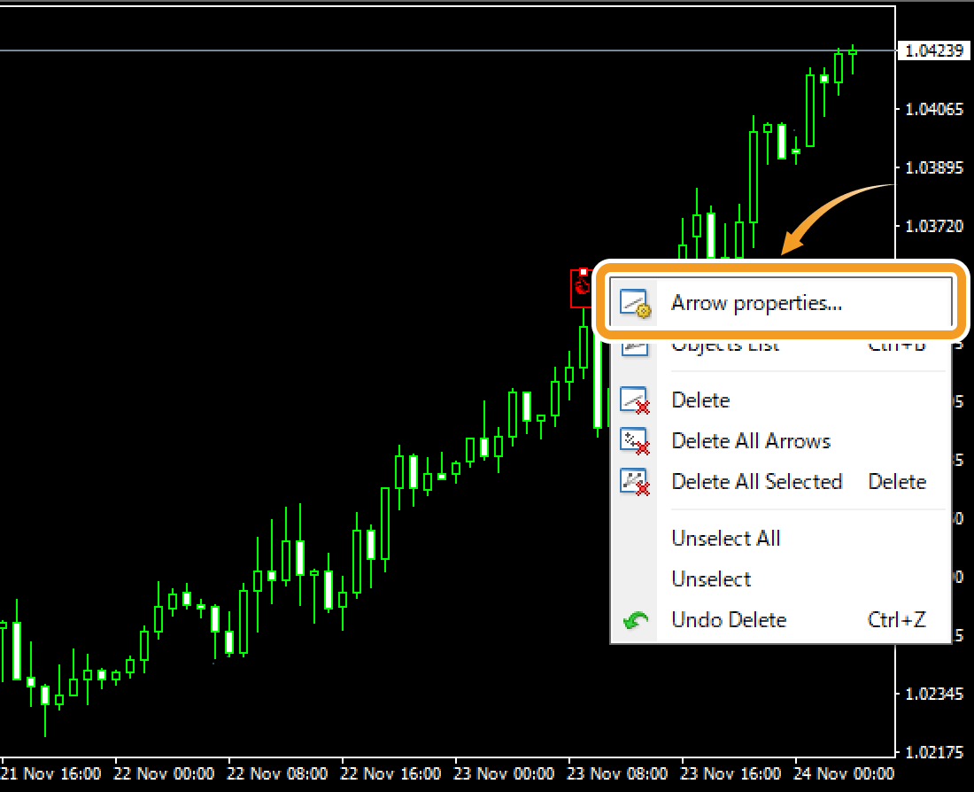 Modify the object settings