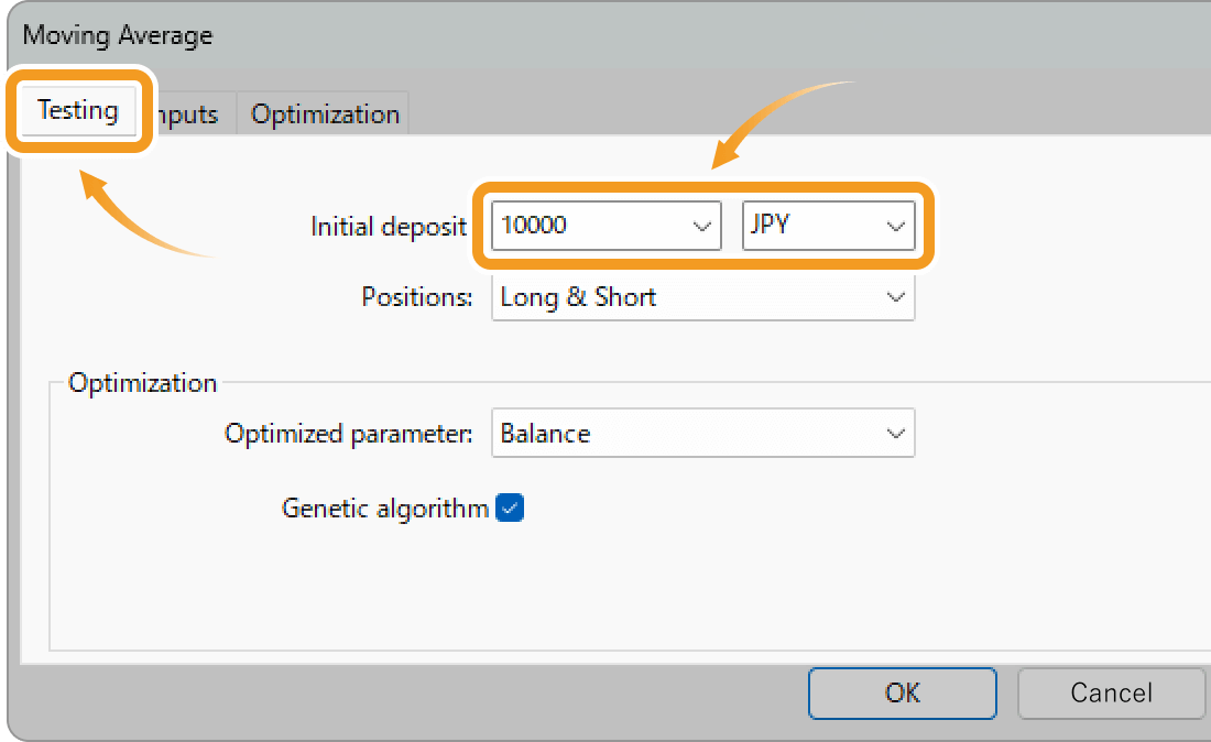 Set the initial deposit