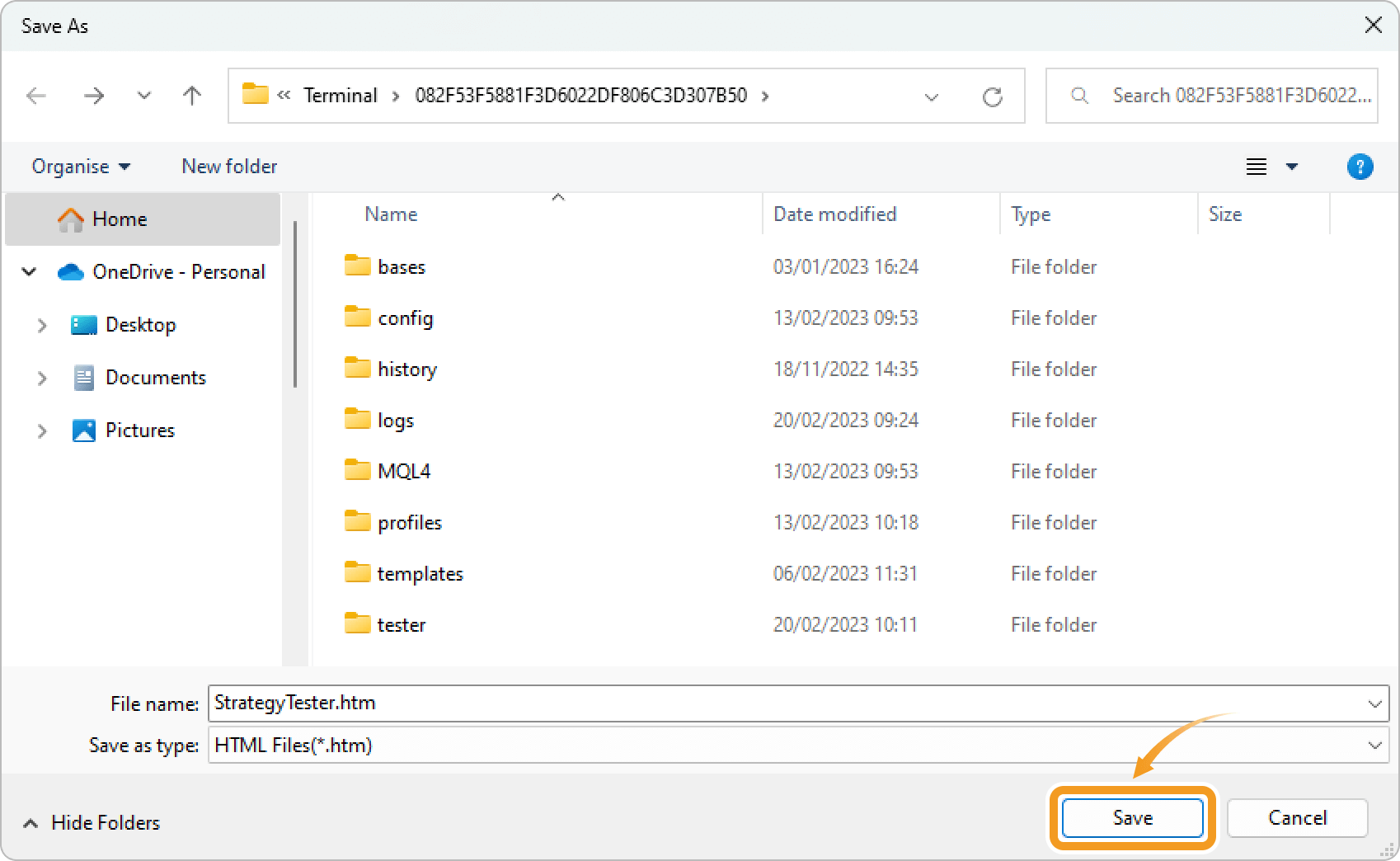 Choose a folder to save the report