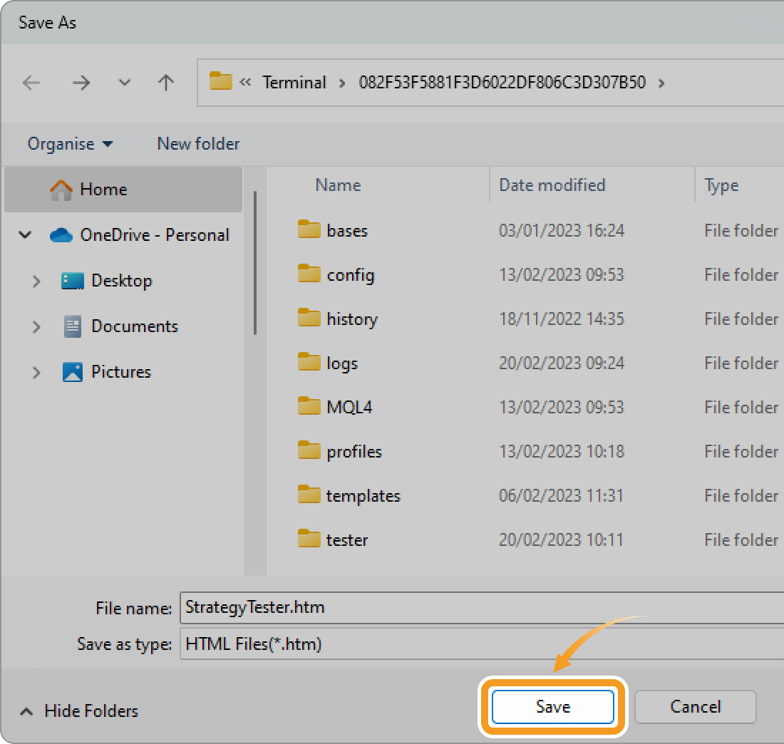 Choose a folder to save the report