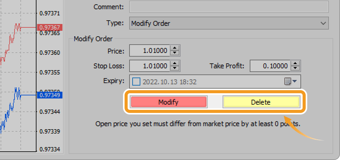 Edit the order details and click Modify