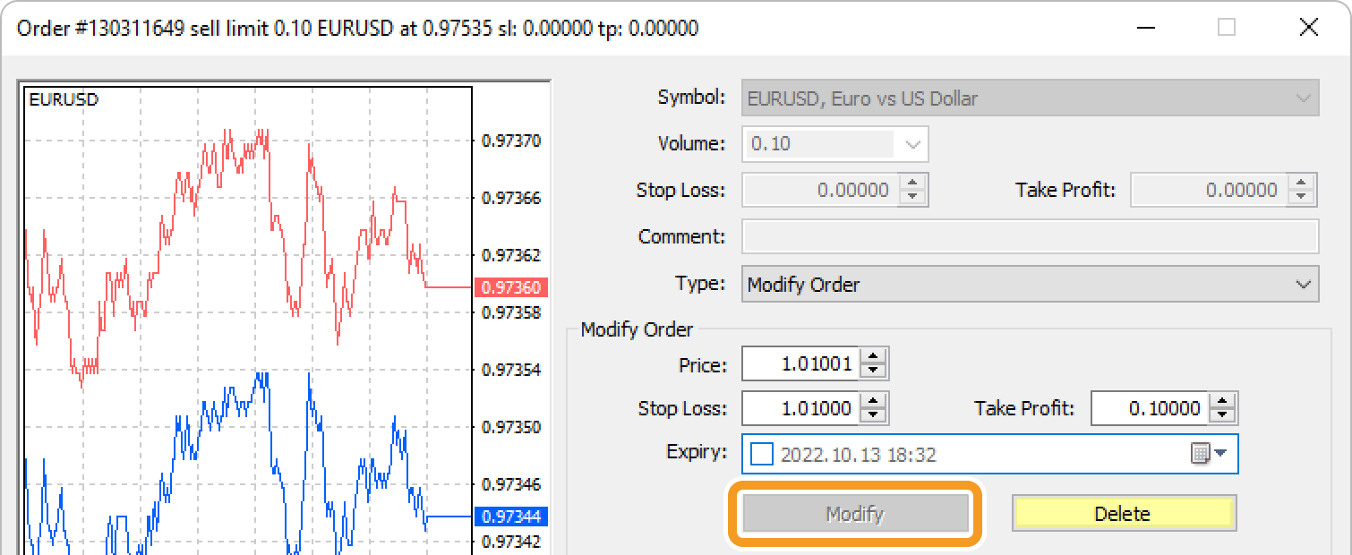 Edit a pending order