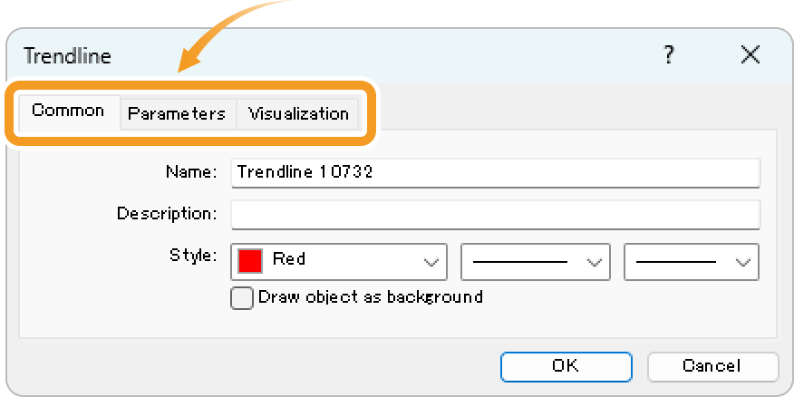 Common tab of trendline