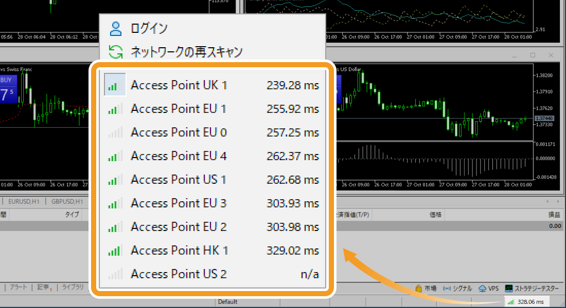 接続先のサーバ切り替え