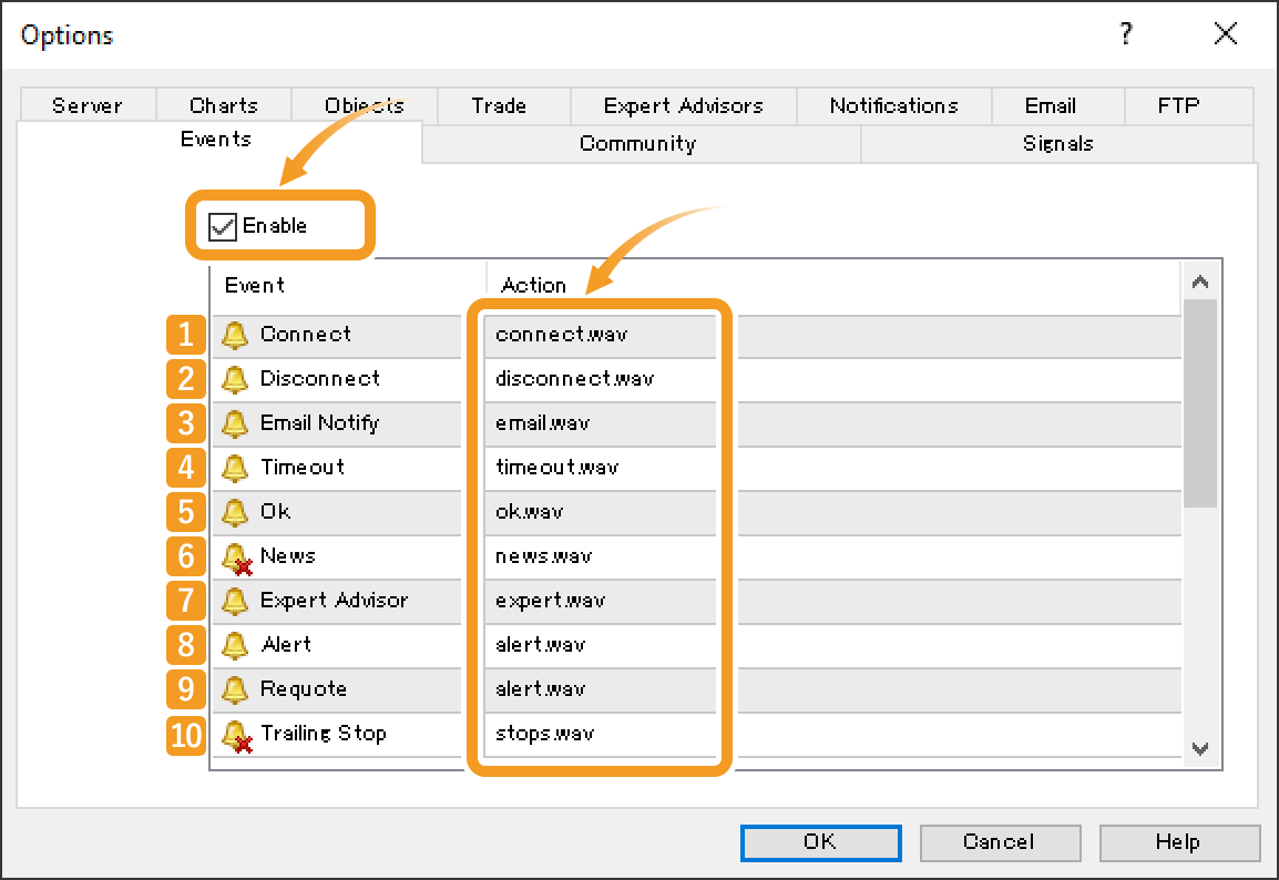 Sound settings