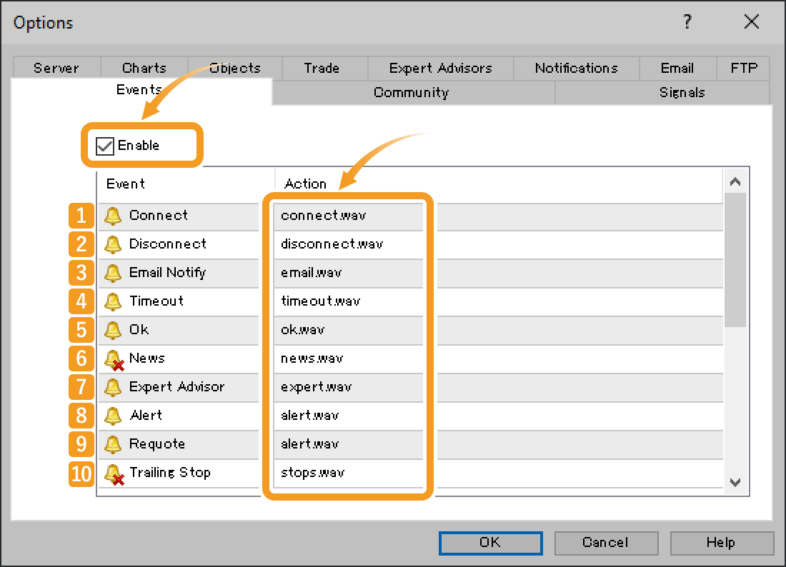 Sound settings