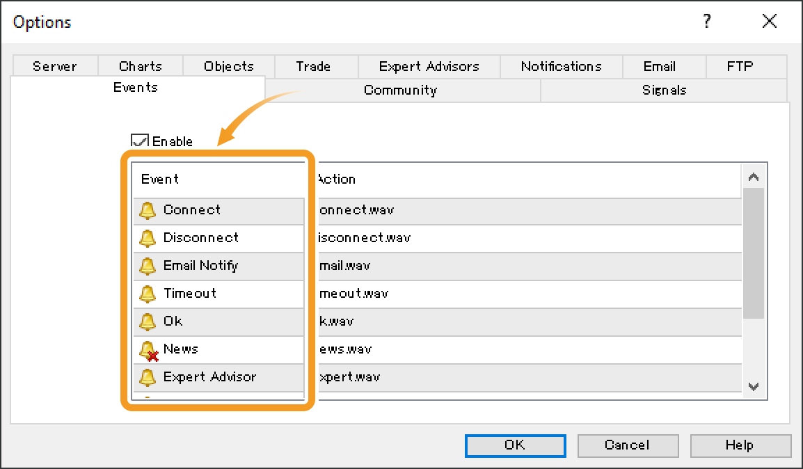 Sound settings