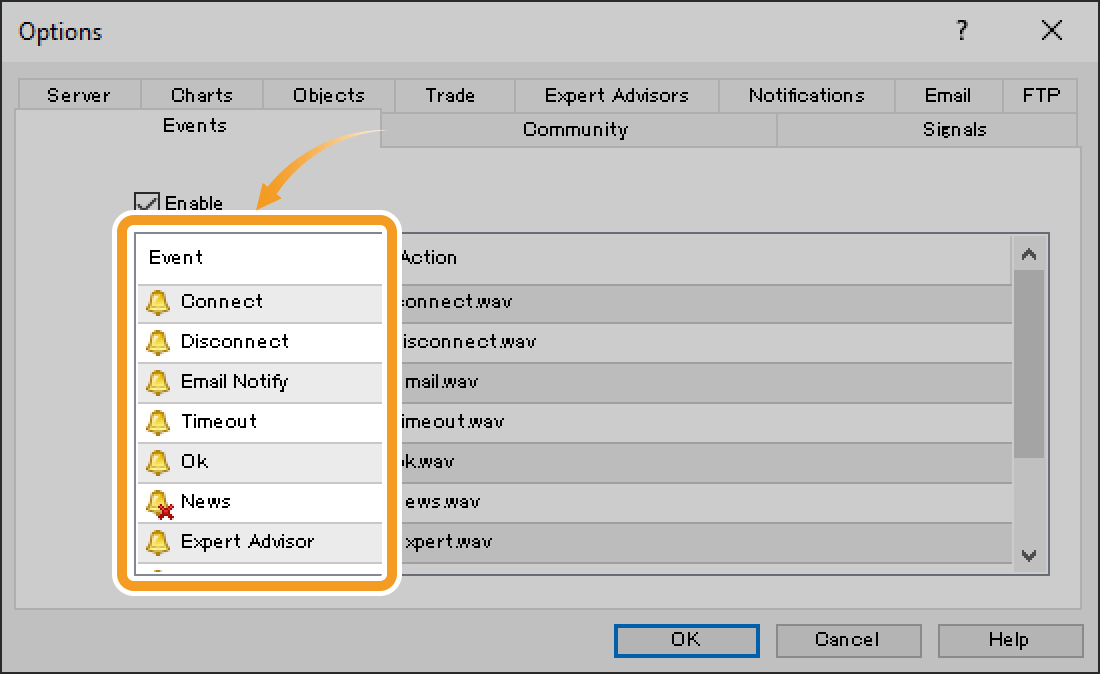 Sound settings