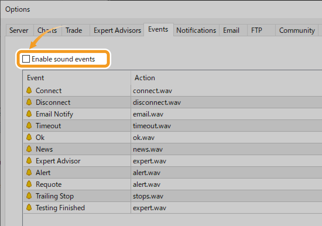 Sound settings