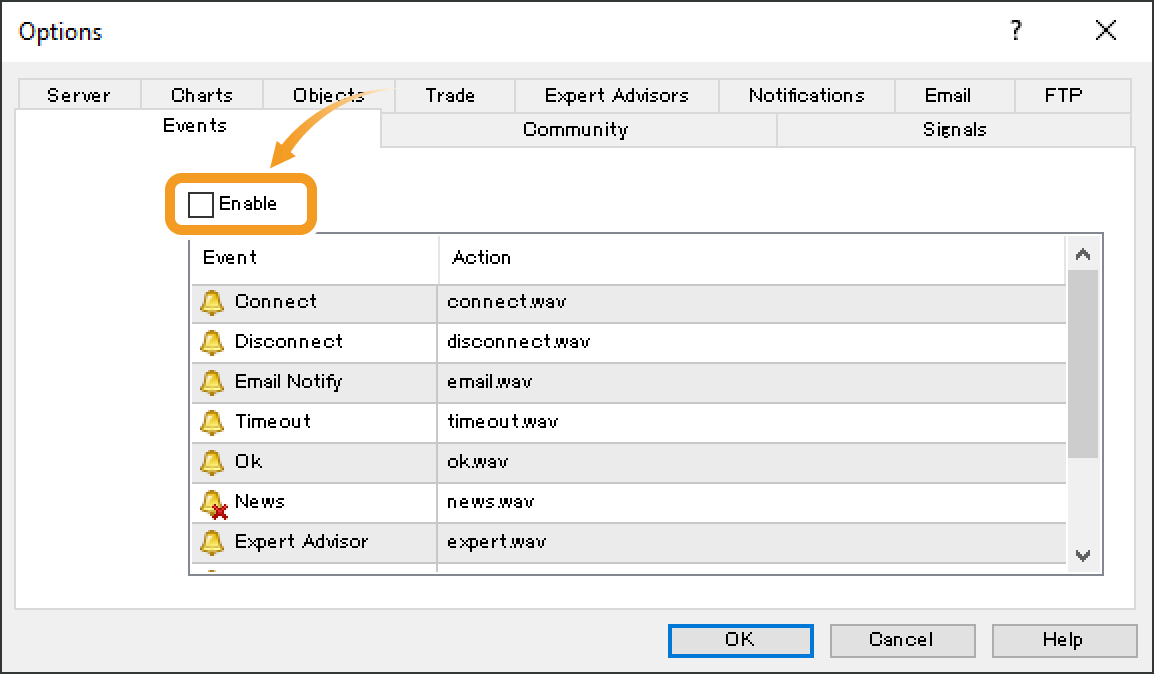 Sound settings