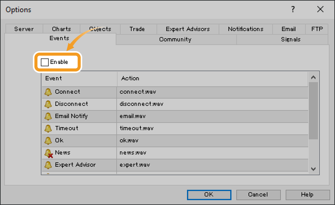 Sound settings