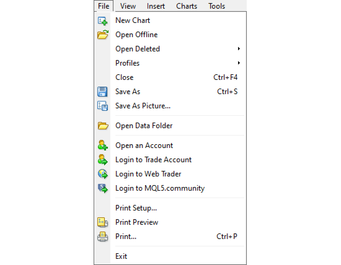 File menu opened