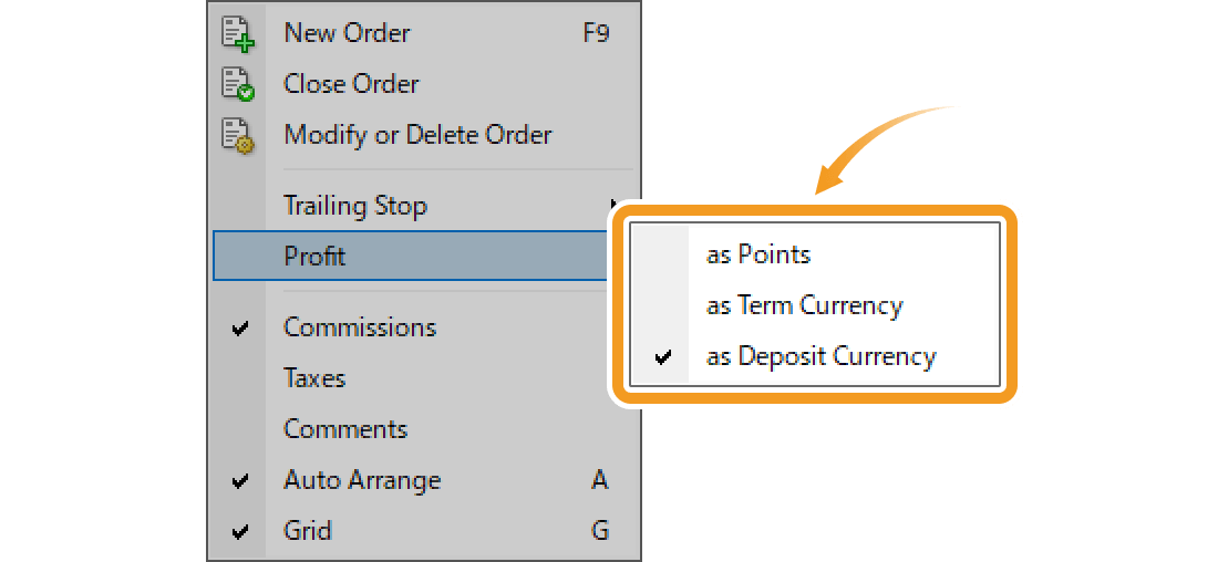 Change units for P/L