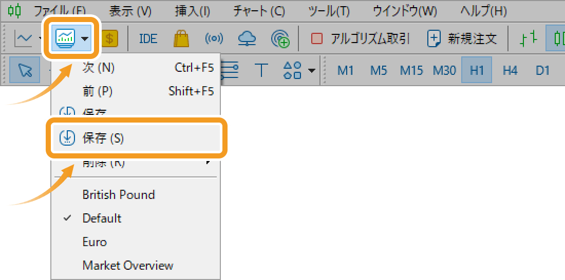 ツールバーからプロファイル（組表示）を保存