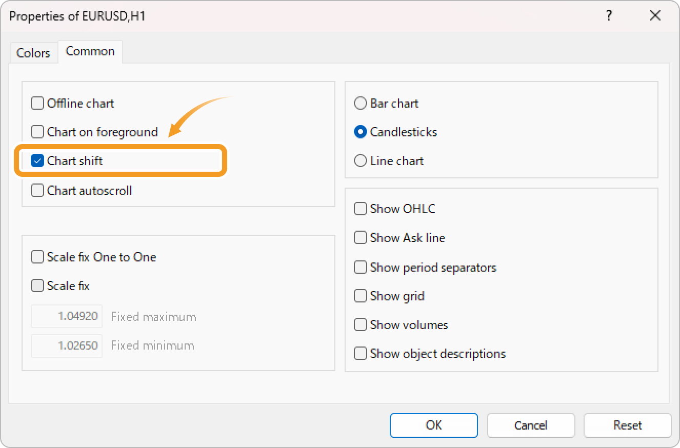 Select Chart Shift