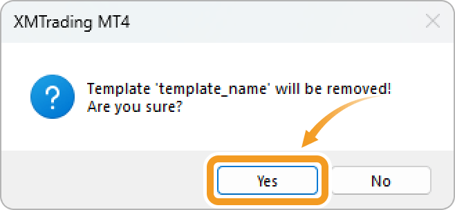 Remove a template via the toolbar