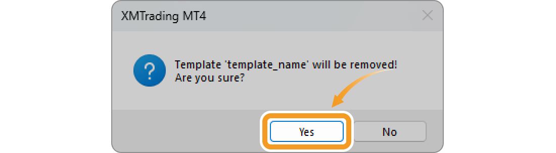 Remove a template via the toolbar