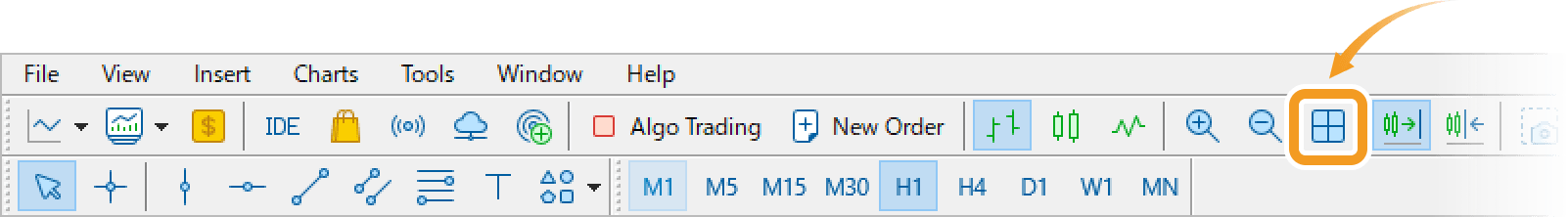 Select Tile Windows in the toolbar