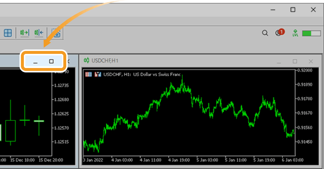 チャートウインドウの最大化・最小化