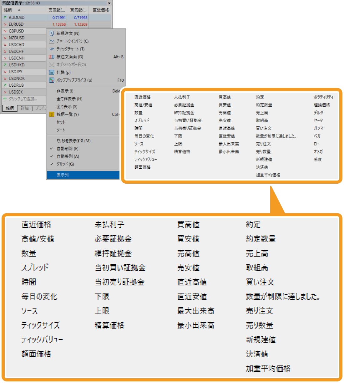 銘柄タブ