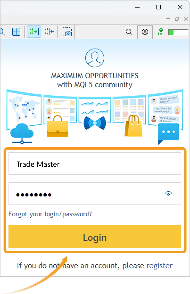 Login window of MQL5 community