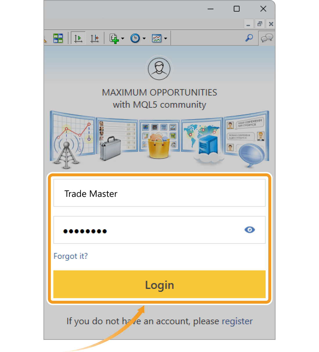 Login window of MQL5 community