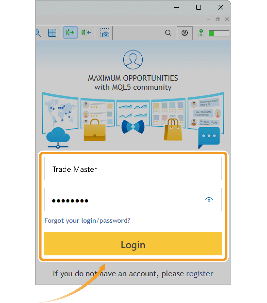 Login window of MQL5 community